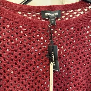 Express Burgundy Open-Knit Top